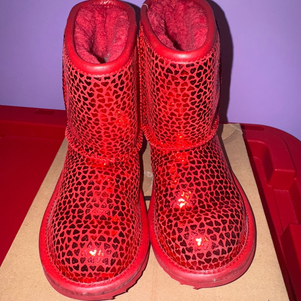 UGG Red Heart Cutout Boots